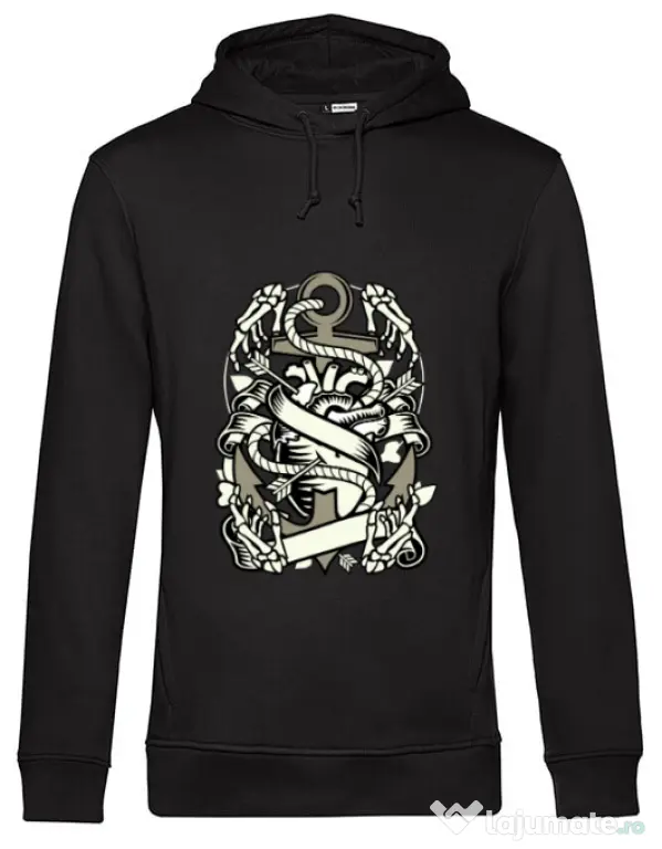 Hoodie barbat cu gluga Heart and Anchor Negru