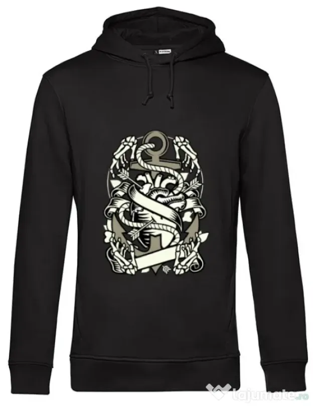 Hoodie barbat cu gluga Heart and Anchor Negru