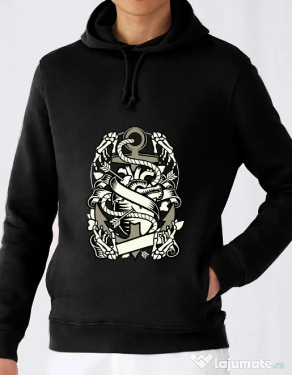 Hoodie barbat cu gluga Heart and Anchor Negru