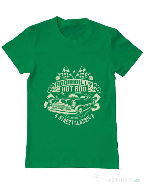 Tricou ADLER barbat Rockabilly Hotrod Verde mediu