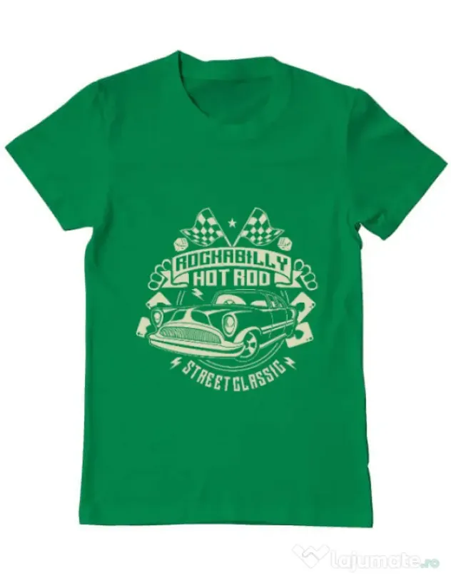 Tricou ADLER barbat Rockabilly Hotrod Verde mediu