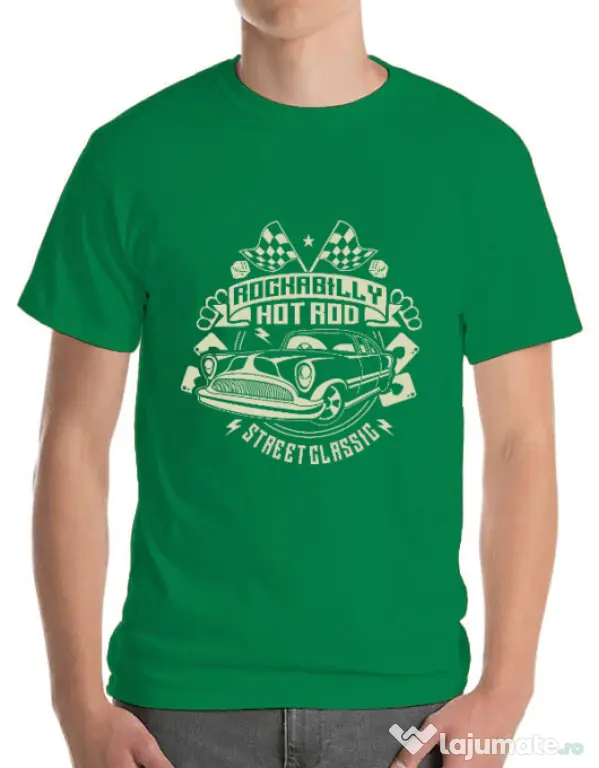 Tricou ADLER barbat Rockabilly Hotrod Verde mediu