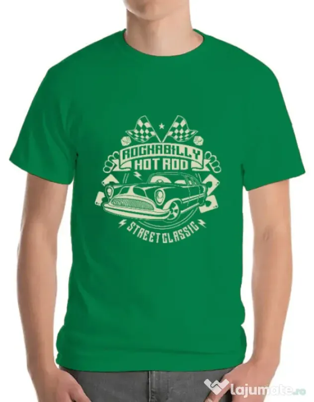 Tricou ADLER barbat Rockabilly Hotrod Verde mediu
