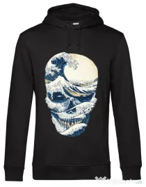 Hoodie barbat cu gluga The Great Wave off Skull Negru