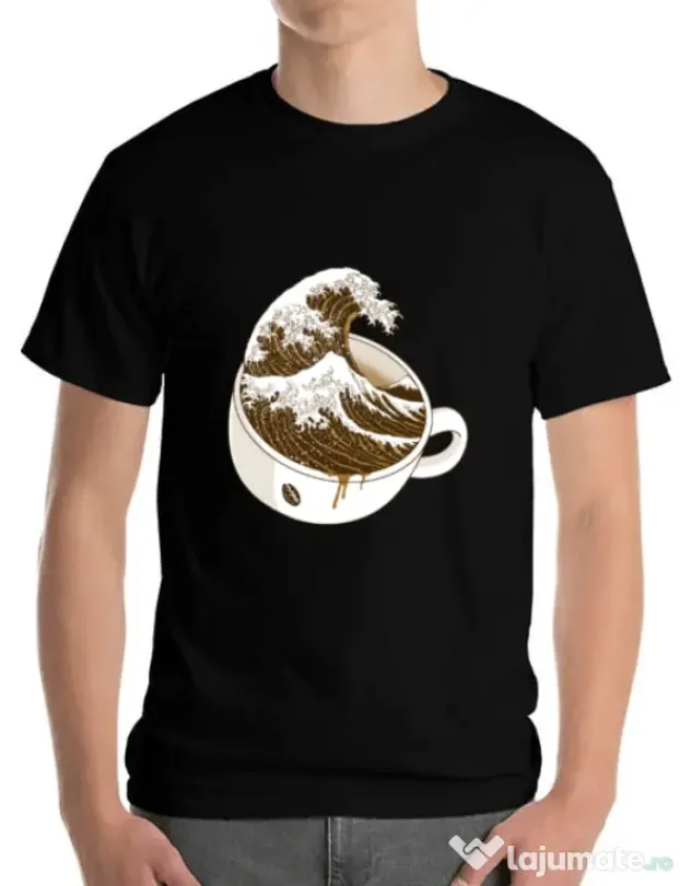 Tricou ADLER barbat The Great Wave off Coffee Negru