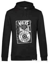 Hoodie barbat cu gluga Where words fail, music speaks Negru