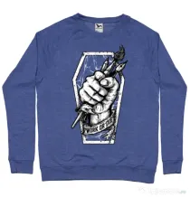 Bluza ADLER barbat Work or Die Albastru melanj