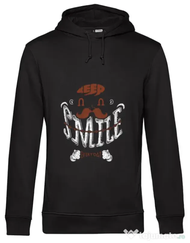 Hoodie barbat cu gluga Keep smile everyday Negru
