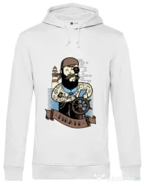 Hoodie barbat cu gluga Adventure of the Sea Alb