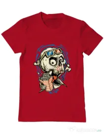 Tricou ADLER barbat Skull Movie Rosu