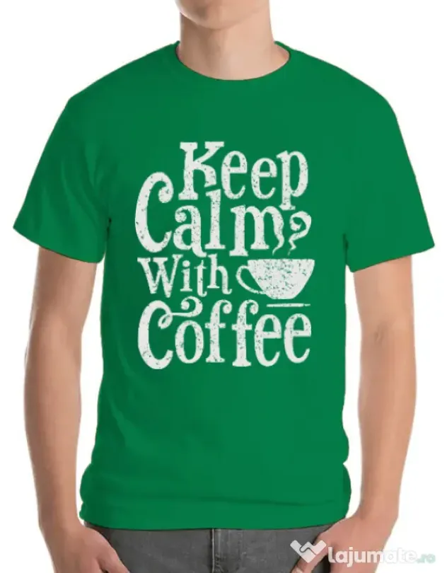 Tricou ADLER barbat Keep Calm With Coffee Verde mediu