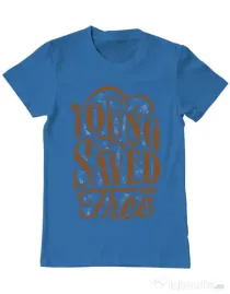 Tricou ADLER barbat Young Saved And Free Albastru azuriu