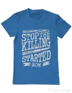 Tricou ADLER barbat Stop The Killing Started Now Albastru azuriu