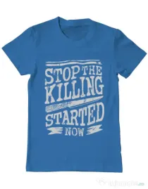 Tricou ADLER barbat Stop The Killing Started Now Albastru azuriu