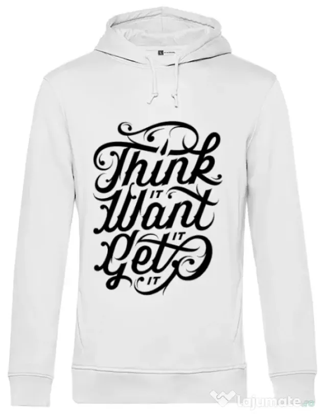 Hoodie barbat cu gluga Think it Alb
