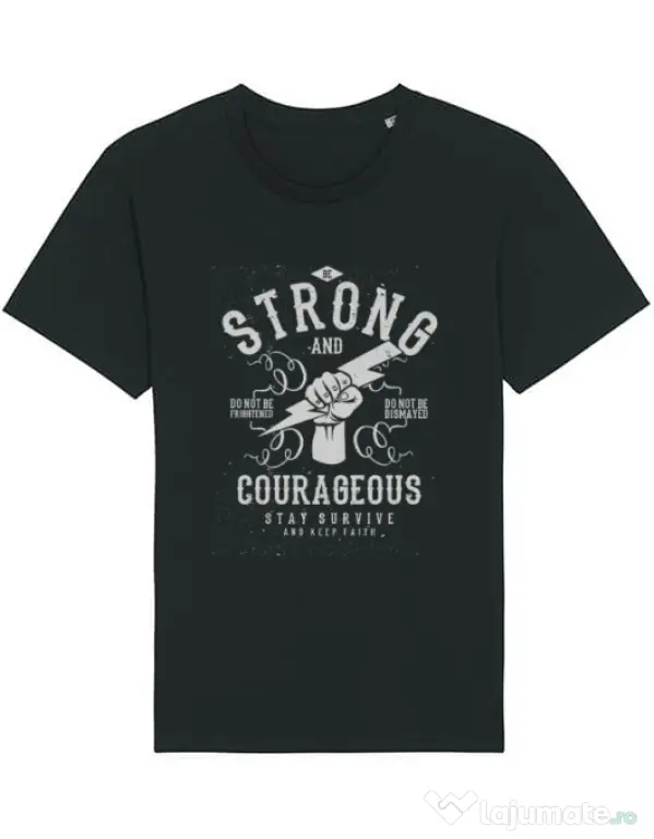 Tricou STANLEY STELLA barbat Be Strong and Courageous Negru
