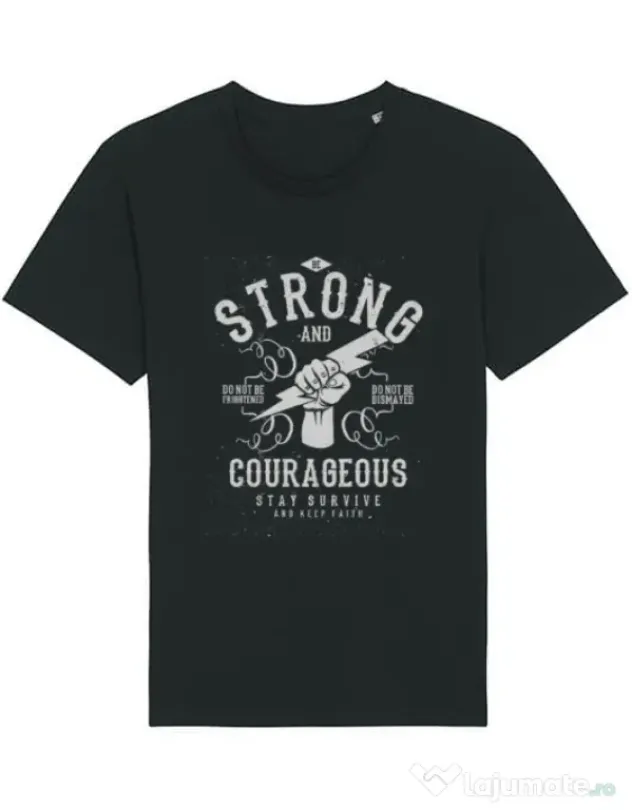 Tricou STANLEY STELLA barbat Be Strong and Courageous Negru