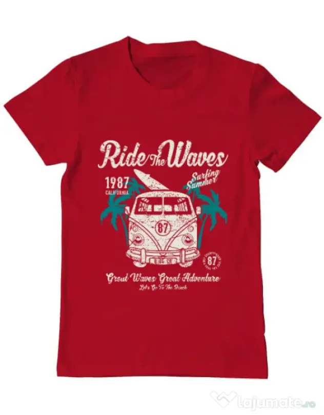 Tricou ADLER barbat Ride The Waves Rosu