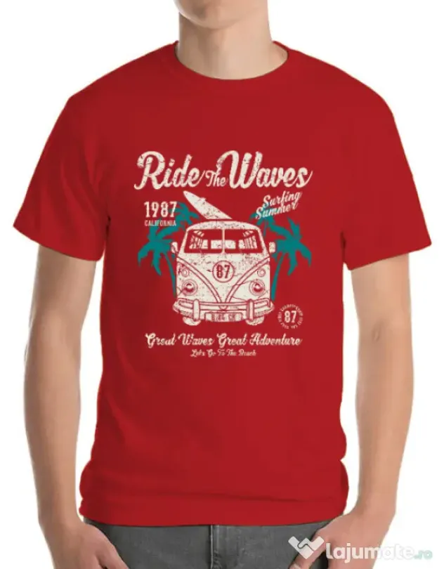 Tricou ADLER barbat Ride The Waves Rosu