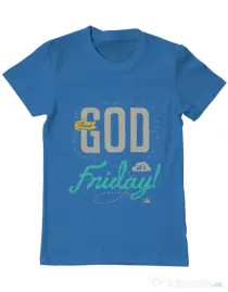 Tricou ADLER barbat Thank GOD its Friday Albastru azuriu