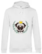 Hoodie barbat cu gluga King Of Pug Alb