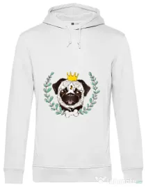 Hoodie barbat cu gluga King Of Pug Alb