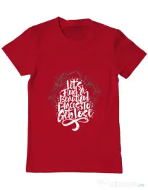 Tricou ADLER barbat Let's find beautiful place to get lost Rosu