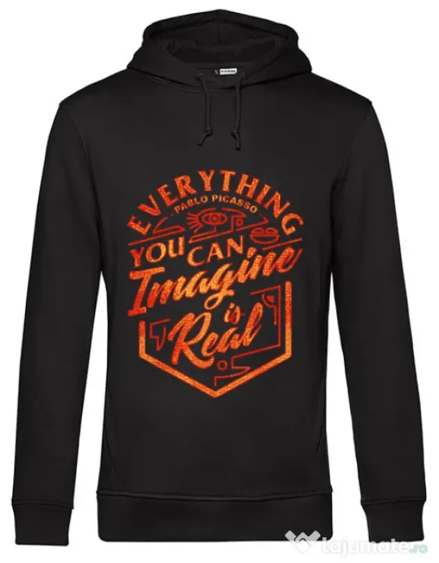 Hoodie barbat cu gluga Everything You Can Imagine is Real Negru