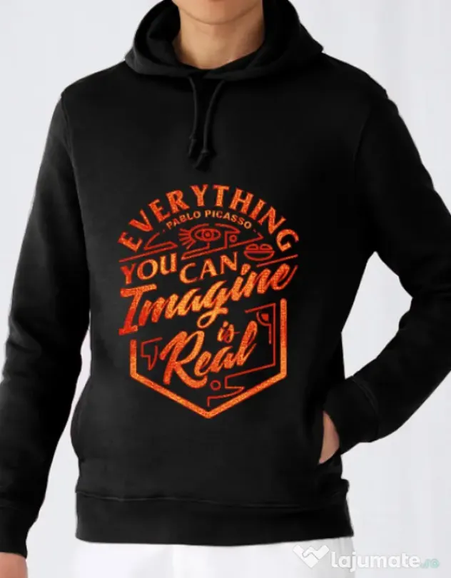 Hoodie barbat cu gluga Everything You Can Imagine is Real Negru