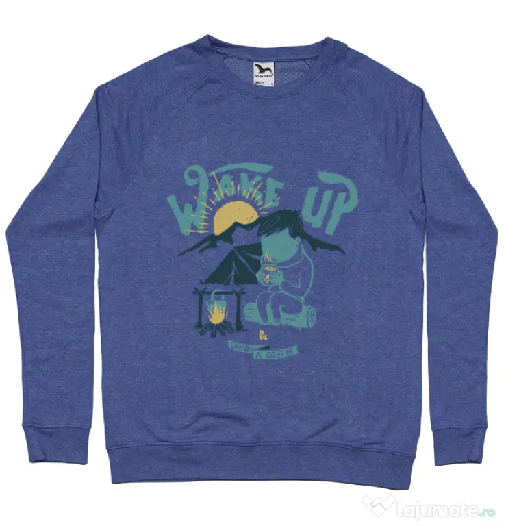 Bluza ADLER barbat Wake up and drink a coffee Albastru melanj