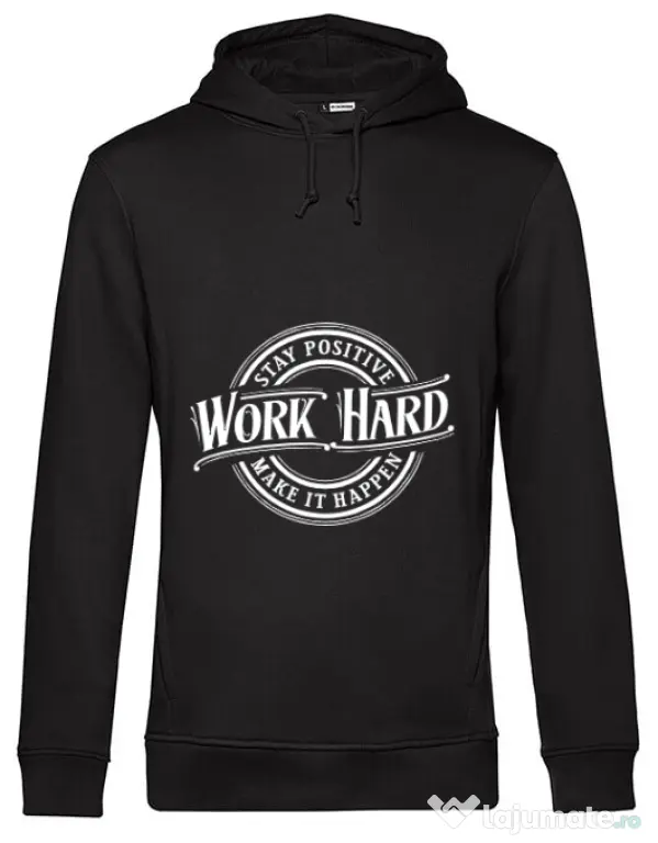 Hoodie barbat cu gluga Work Hard Negru