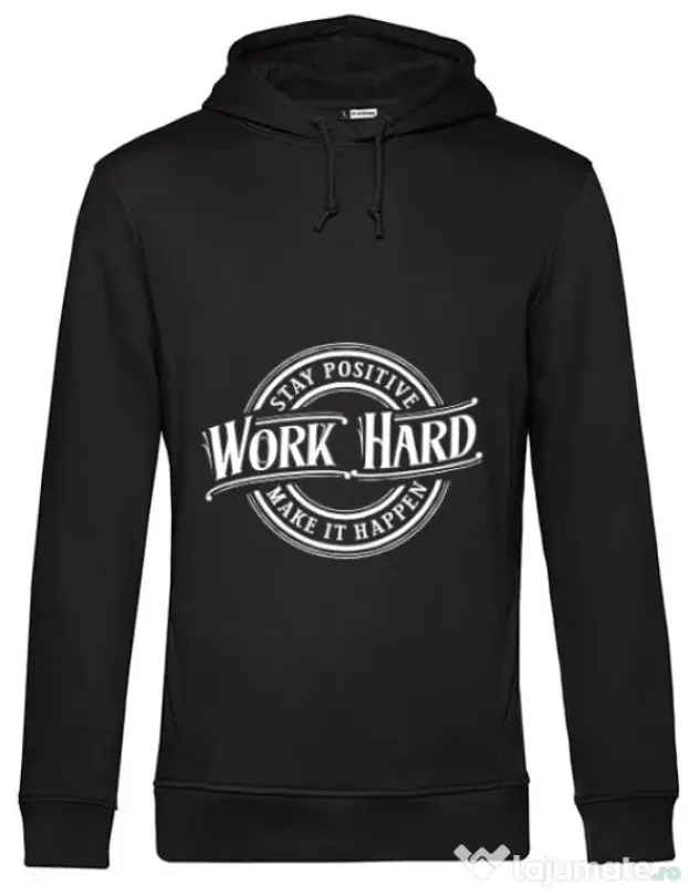 Hoodie barbat cu gluga Work Hard Negru