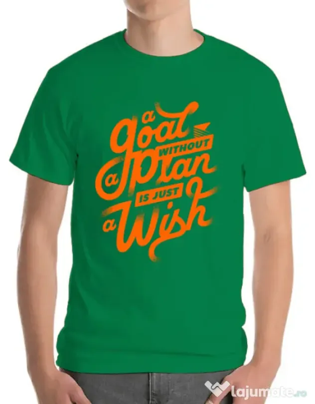 Tricou ADLER barbat A Goal Without a Plan is Just a Wish Verde mediu