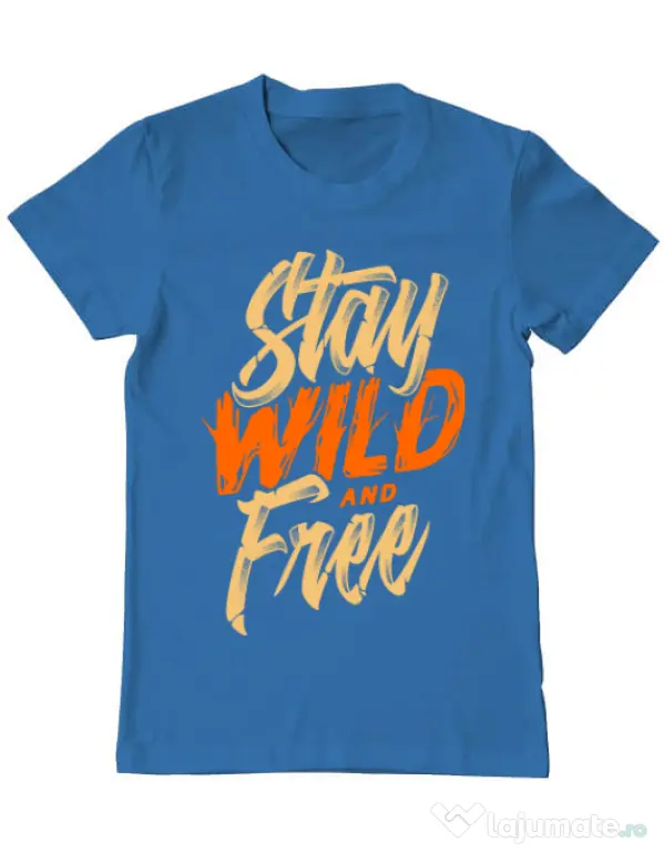 Tricou ADLER barbat Stay Wild and Free Albastru azuriu