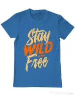 Tricou ADLER barbat Stay Wild and Free Albastru azuriu