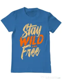 Tricou ADLER barbat Stay Wild and Free Albastru azuriu