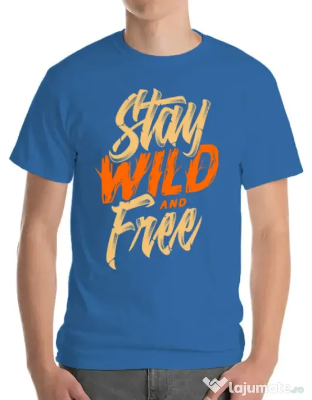 Tricou ADLER barbat Stay Wild and Free Albastru azuriu