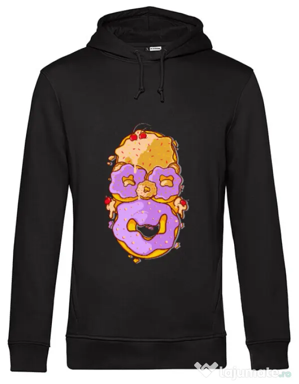 Hoodie barbat cu gluga Homer Donut Negru