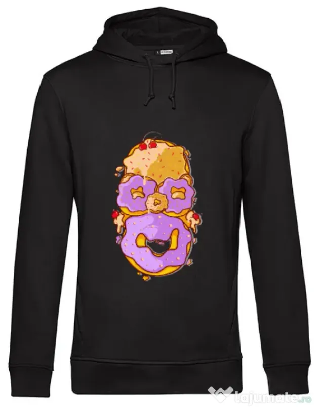 Hoodie barbat cu gluga Homer Donut Negru