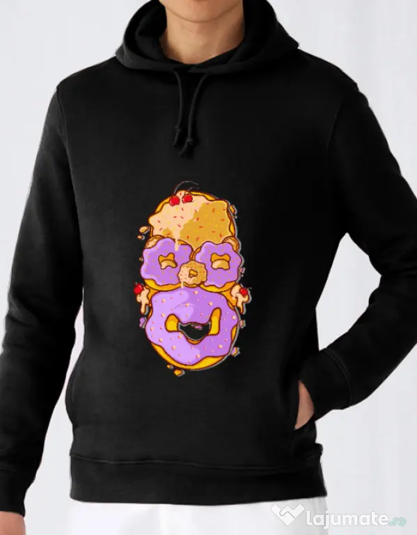 Hoodie barbat cu gluga Homer Donut Negru