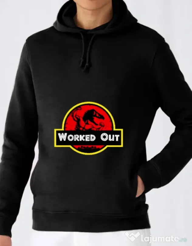Hoodie barbat cu gluga Worked Out Negru