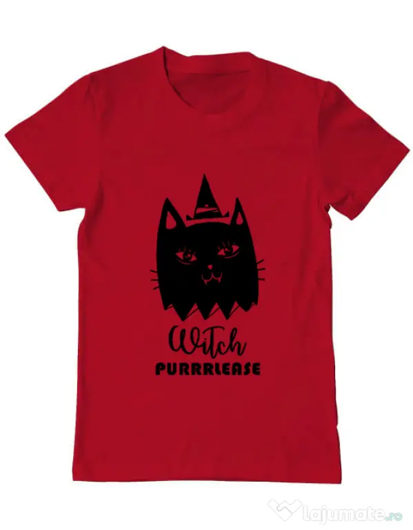 Tricou ADLER barbat Witch Purrrlease Rosu