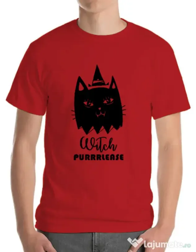 Tricou ADLER barbat Witch Purrrlease Rosu