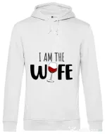 Hoodie barbat cu gluga I am the wife Alb