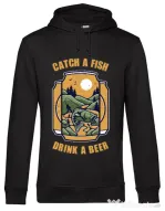 Hoodie barbat cu gluga Catch a fish Negru