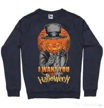 Bluza ADLER barbat I want you to halloween Denim inchis