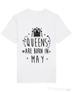 Tricou STANLEY STELLA barbat Queens are born in May Alb