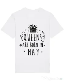 Tricou STANLEY STELLA barbat Queens are born in May Alb