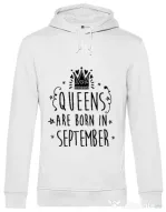 Hoodie barbat cu gluga Queens are born in September Alb