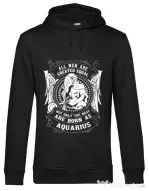 Hoodie barbat cu gluga The best men are born as Aquarius Negru